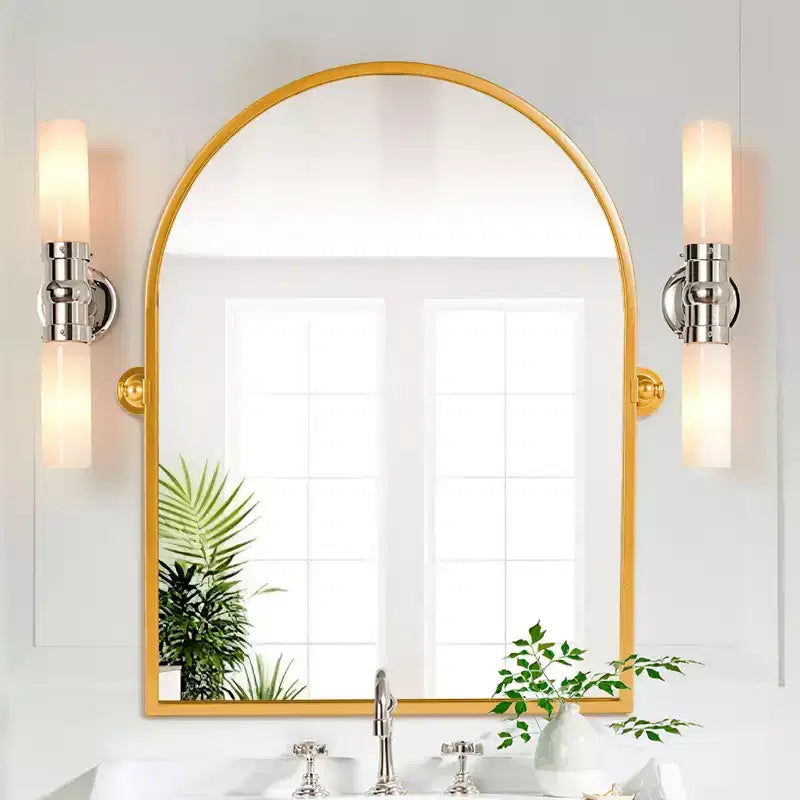 Specchio da bagno Pexfix con cornice in metallo e perno, regolabile a parete per un arredamento moderno