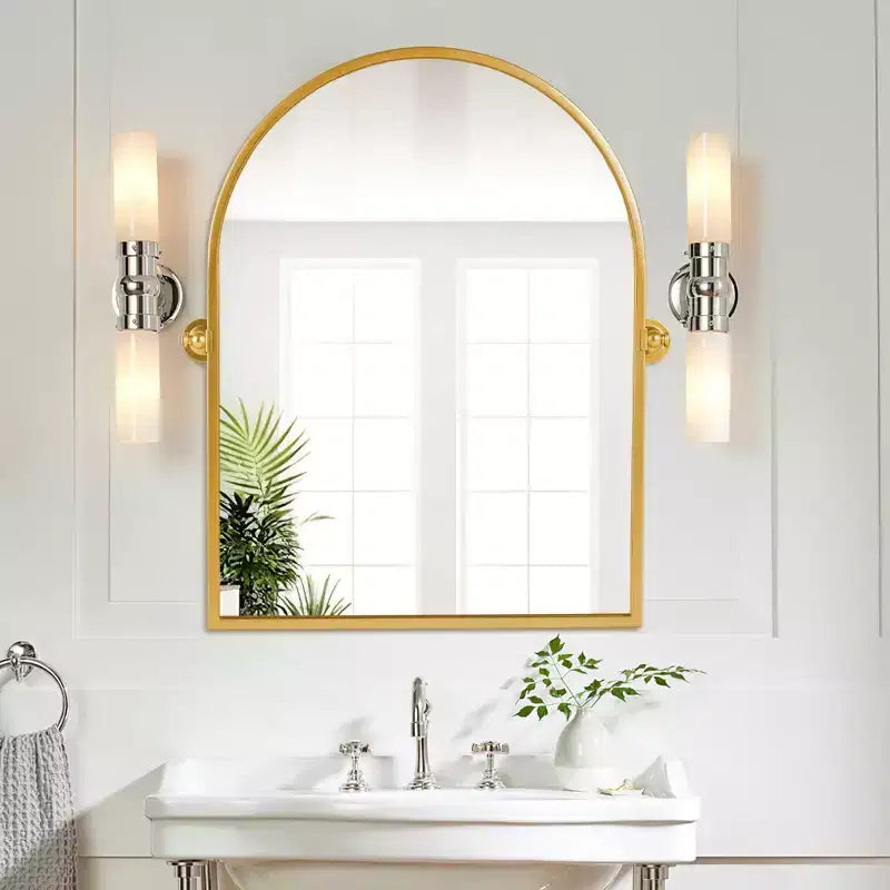 Specchio da bagno Pexfix con cornice in metallo e perno, regolabile a parete per un arredamento moderno
