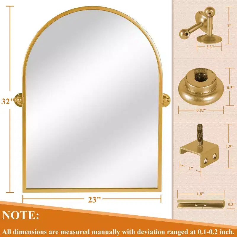 Specchio da bagno Pexfix con cornice in metallo e perno, regolabile a parete per un arredamento moderno