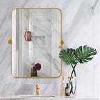 Specchio da bagno Pexfix con cornice in metallo e perno, regolabile a parete per un arredamento moderno