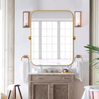 Specchio da bagno Pexfix con cornice in metallo e perno, regolabile a parete per un arredamento moderno