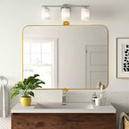 Specchio da bagno Pexfix con cornice in metallo e perno, regolabile a parete per un arredamento moderno