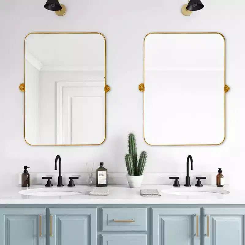 Specchio da bagno Pexfix con cornice in metallo e perno, regolabile a parete per un arredamento moderno