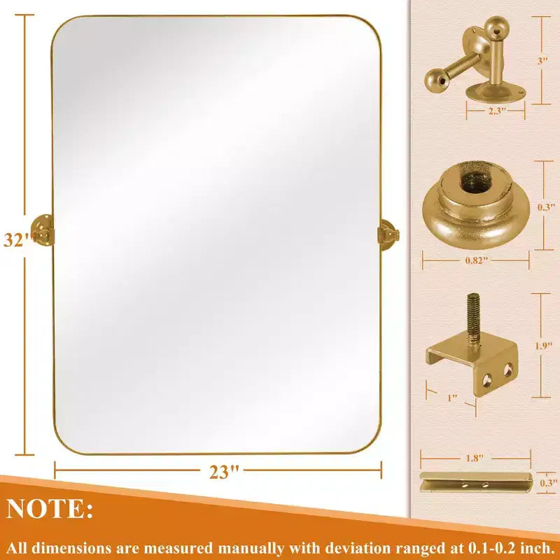 Specchio da bagno Pexfix con cornice in metallo e perno, regolabile a parete per un arredamento moderno