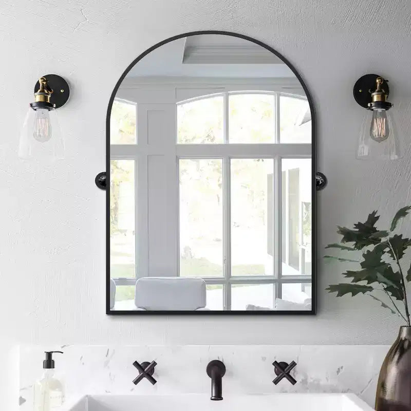 Specchio da bagno Pexfix con cornice in metallo e perno, regolabile a parete per un arredamento moderno