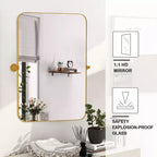 Specchio da bagno Pexfix con cornice in metallo e perno, regolabile a parete per un arredamento moderno