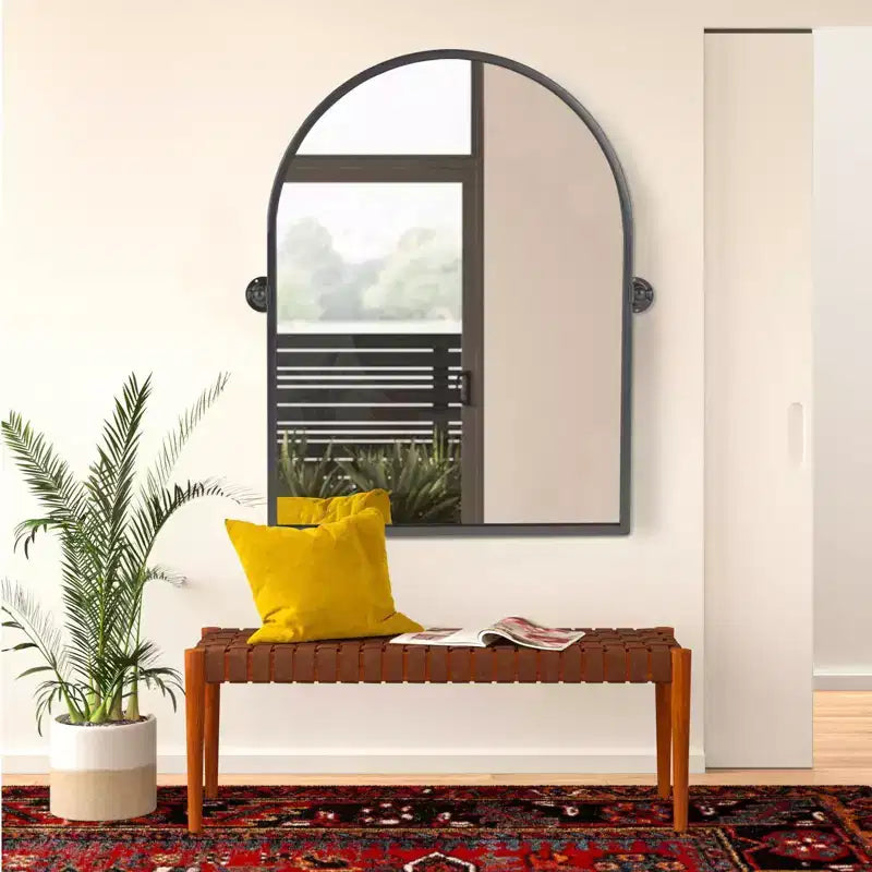 Specchio da bagno Pexfix con cornice in metallo e perno, regolabile a parete per un arredamento moderno