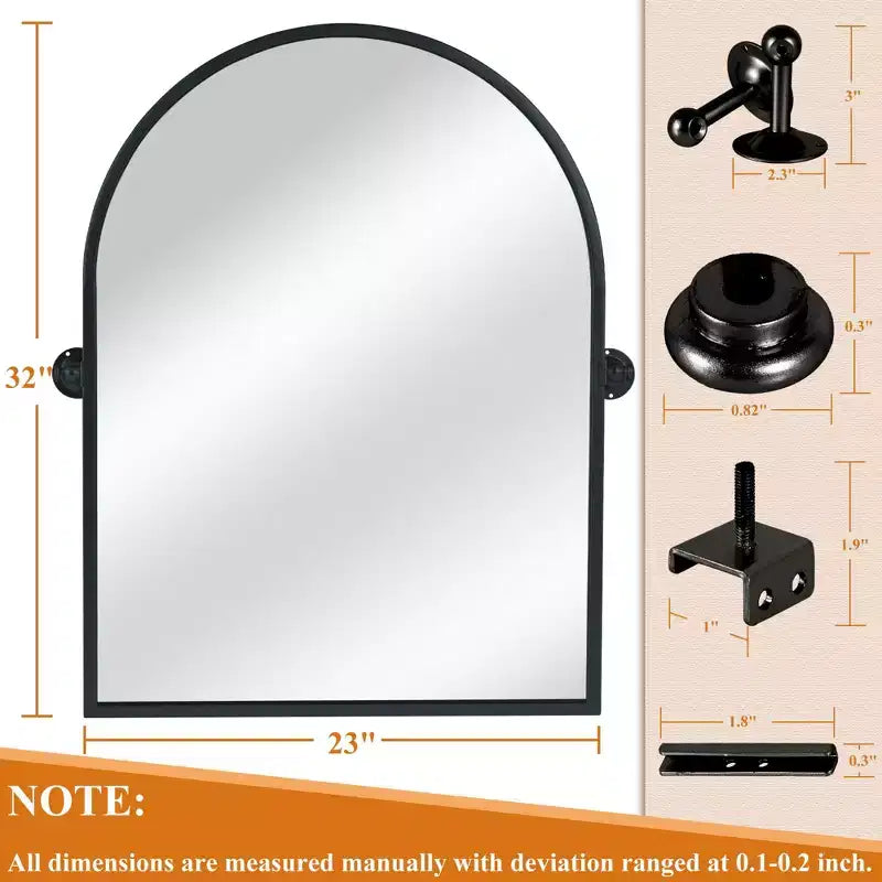 Specchio da bagno Pexfix con cornice in metallo e perno, regolabile a parete per un arredamento moderno