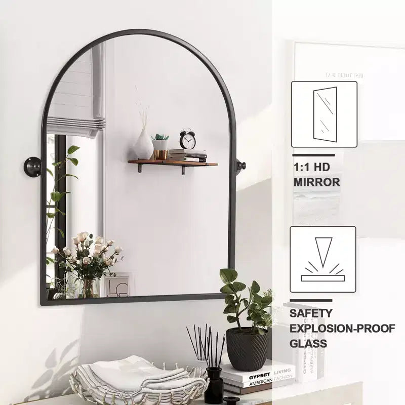 Specchio da bagno Pexfix con cornice in metallo e perno, regolabile a parete per un arredamento moderno
