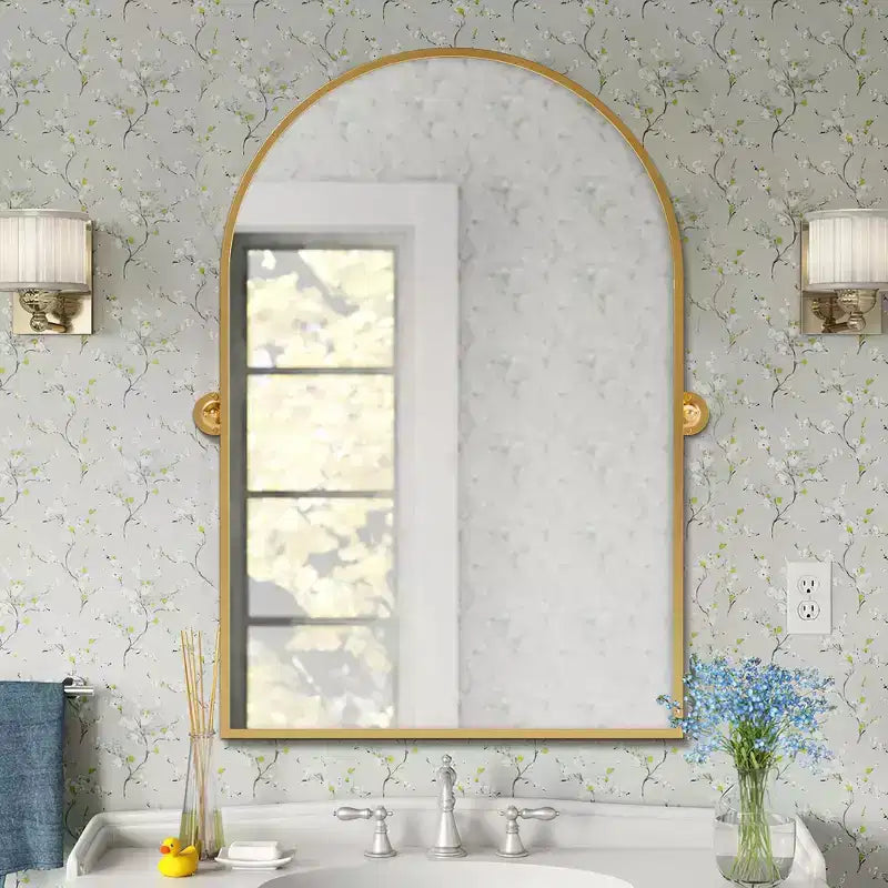 Specchio da bagno Pexfix con cornice in metallo e perno, regolabile a parete per un arredamento moderno