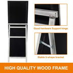 Specchio intero 64x21 pollici in legno massello bianco con staffa - Acciaio temperato