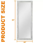 Specchio intero 64x21 pollici in legno massello bianco con staffa - Acciaio temperato