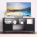 TV Stand, Entertainment Center - for TVs up to 50 Inches, TV Console with 2 Fabric Drawers & Open Shelves, Modern Cabinet (Black)