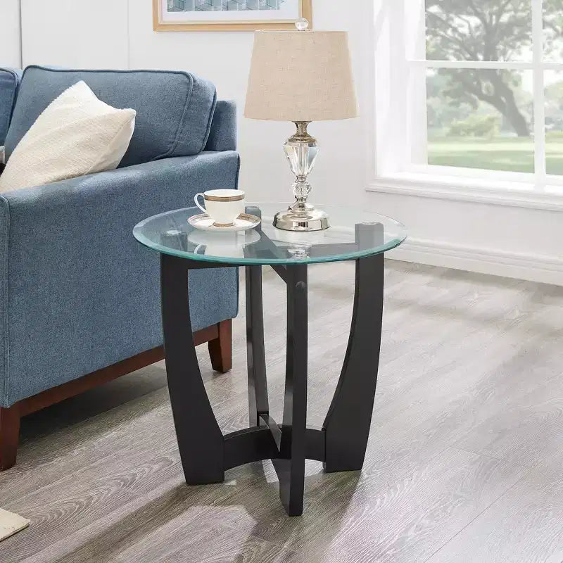 Oval Coffee Table Round End Table Glass Cocktail Table Center Table Accent Table Sofa Side Table - ModernLuxe