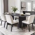 PexFix 67 x 33.5 Solid Wood Dining Table Modern Kitchen Table for 4-6 Farmhouse Style with Solid Wave Legs for Living Room Kitchen Home Office Black