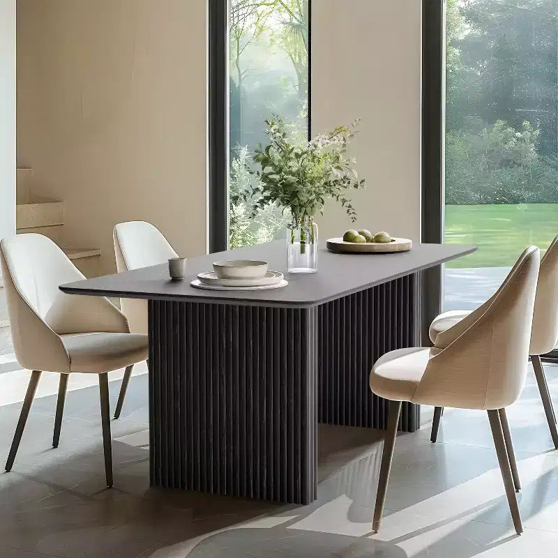 PexFix 67 x 33,5 Tavolo da pranzo in legno massello Tavolo da cucina moderno per 4-6 persone Stile rustico con gambe a onda solida per soggiorno cucina ufficio domestico Nero