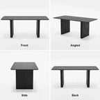 PexFix 67 x 33,5 Tavolo da pranzo in legno massello Tavolo da cucina moderno per 4-6 persone Stile rustico con gambe a onda solida per soggiorno cucina ufficio domestico Nero