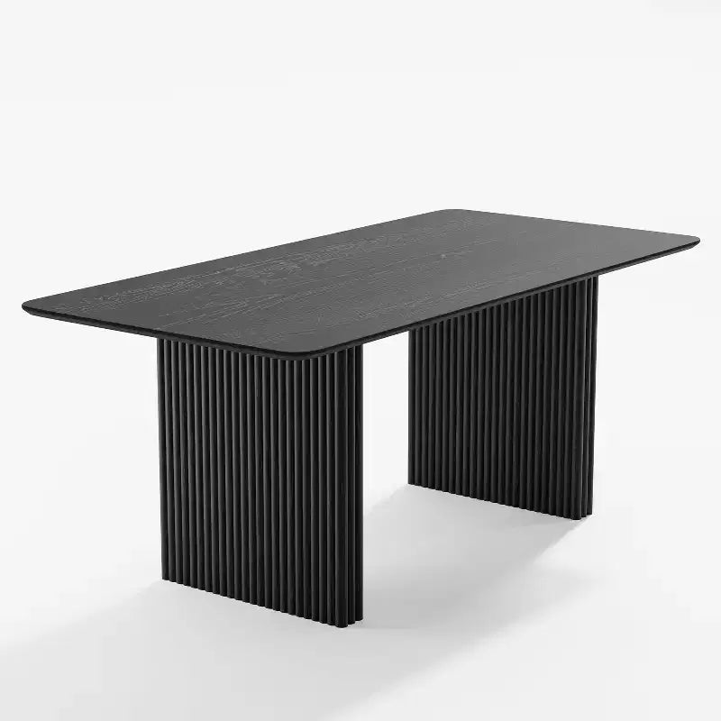 PexFix 67 x 33,5 Tavolo da pranzo in legno massello Tavolo da cucina moderno per 4-6 persone Stile rustico con gambe a onda solida per soggiorno cucina ufficio domestico Nero
