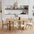 PexFix 67 x 33.5 Solid Wood Farmhouse Dining Table for 4-6 Modern Kitchen Table with Solid Wave Legs for Living Room Kitchen Home Office Natural