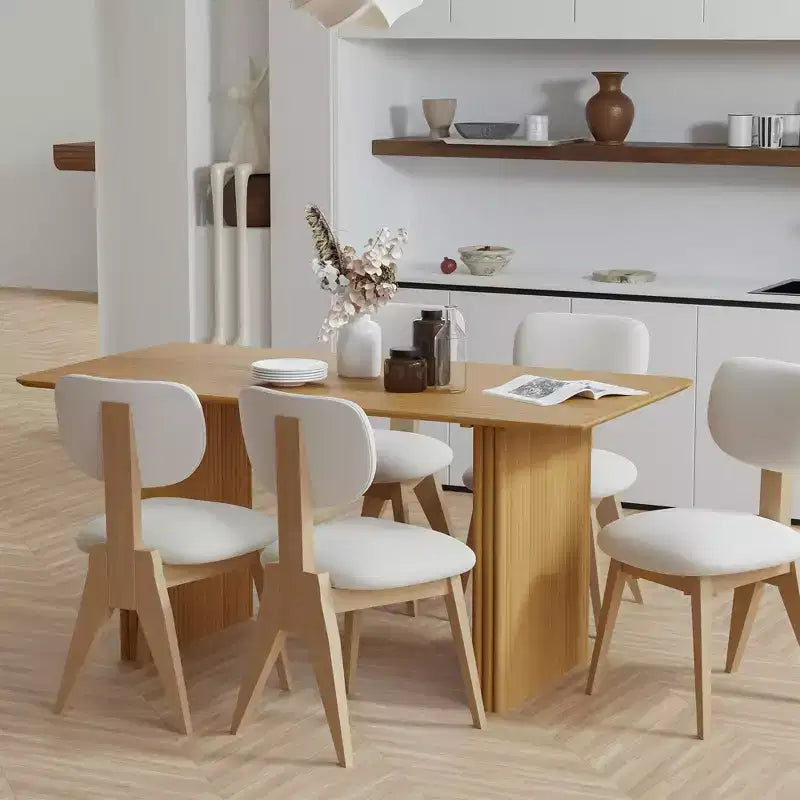 PexFix 67 x 33.5 Tavolo da pranzo in legno massiccio stile rustico per 4-6 persone, tavolo da cucina moderno con gambe ondulate solide per soggiorno, cucina, ufficio domestico, colore naturale