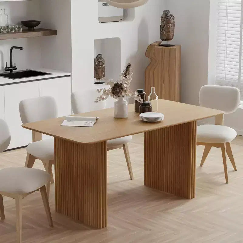 PexFix 67 x 33.5 Tavolo da pranzo in legno massiccio stile rustico per 4-6 persone, tavolo da cucina moderno con gambe ondulate solide per soggiorno, cucina, ufficio domestico, colore naturale