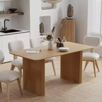 PexFix 67 x 33.5 Tavolo da pranzo in legno massiccio stile rustico per 4-6 persone, tavolo da cucina moderno con gambe ondulate solide per soggiorno, cucina, ufficio domestico, colore naturale