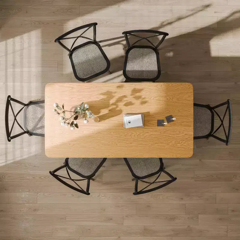 PexFix 67 x 33.5 Tavolo da pranzo in legno massiccio stile rustico per 4-6 persone, tavolo da cucina moderno con gambe ondulate solide per soggiorno, cucina, ufficio domestico, colore naturale