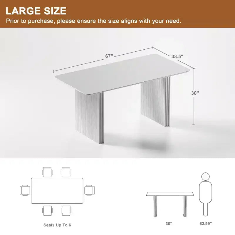 PexFix 67 x 33.5 Tavolo da pranzo in legno massiccio stile rustico per 4-6 persone, tavolo da cucina moderno con gambe ondulate solide per soggiorno, cucina, ufficio domestico, colore naturale
