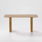 PexFix 67 x 33.5 Tavolo da pranzo in legno massiccio stile rustico per 4-6 persone, tavolo da cucina moderno con gambe ondulate solide per soggiorno, cucina, ufficio domestico, colore naturale