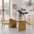 PexFix 67 x 33.5 Tavolo da pranzo ovale in legno massello Tavolo da cucina moderno Stile rustico con gambe a onda in massello per soggiorno, cucina, ufficio, casa, naturale