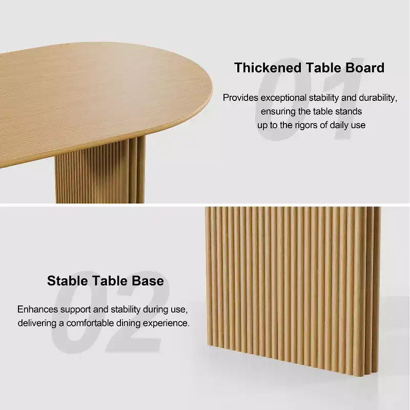 PexFix 67 x 33.5 Tavolo da pranzo ovale in legno massello Tavolo da cucina moderno Stile rustico con gambe a onda in massello per soggiorno, cucina, ufficio, casa, naturale
