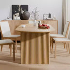 PexFix 67 x 33.5 Tavolo da pranzo ovale in legno massello Tavolo da cucina moderno Stile rustico con gambe a onda in massello per soggiorno, cucina, ufficio, casa, naturale