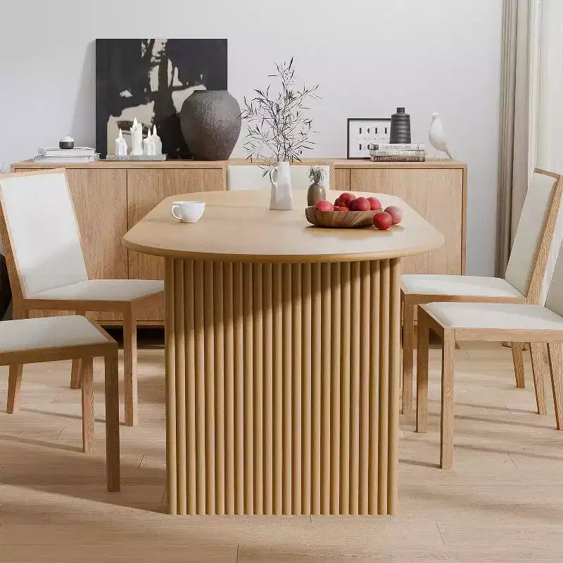PexFix 67 x 33.5 Tavolo da pranzo ovale in legno massello Tavolo da cucina moderno Stile rustico con gambe a onda in massello per soggiorno, cucina, ufficio, casa, naturale