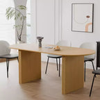 PexFix 67 x 33.5 Tavolo da pranzo ovale in legno massello Tavolo da cucina moderno Stile rustico con gambe a onda in massello per soggiorno, cucina, ufficio, casa, naturale