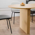 PexFix 67 x 33.5 Tavolo da pranzo ovale in legno massello Tavolo da cucina moderno Stile rustico con gambe a onda in massello per soggiorno, cucina, ufficio, casa, naturale