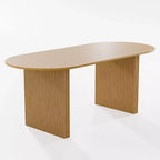 PexFix 67 x 33.5 Tavolo da pranzo ovale in legno massello Tavolo da cucina moderno Stile rustico con gambe a onda in massello per soggiorno, cucina, ufficio, casa, naturale