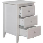 Acekool Nightstand with Charging Station, 3-Drawer White Bedside Table with USB Ports & Power Outlets, Large Storage for Bedroom and Living Room