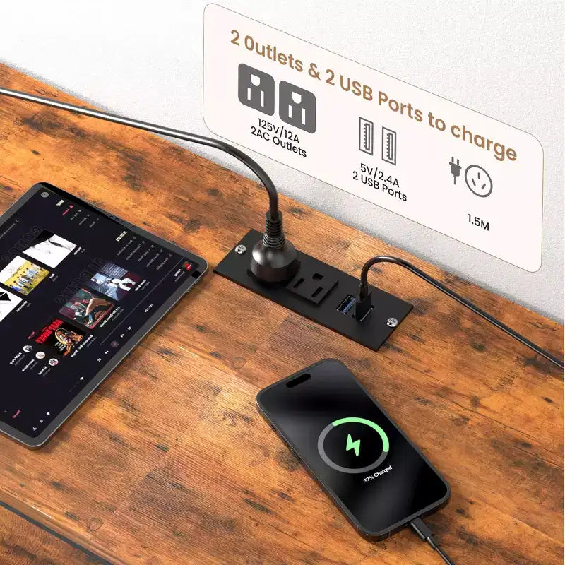 Comò TV a 63 cassetti per TV da 65 70 75 pollici, Comò in tessuto con stazione di ricarica, luci LED, ripiani aperti e 12 cassetti