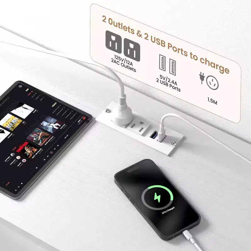 Comò TV a 63 cassetti per TV da 65 70 75 pollici, Comò in tessuto con stazione di ricarica, luci LED, ripiani aperti e 12 cassetti