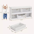 COZONY 47 Organizer per giocattoli con cassetto, libreria per bambini in legno e libreria a 5 cubi, contenitore per giocattoli per sala giochi, asilo nido, camera dei bambini, aula