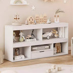 COZONY 47 Organizer per giocattoli con cassetto, libreria per bambini in legno e libreria a 5 cubi, contenitore per giocattoli per sala giochi, asilo nido, camera dei bambini, aula