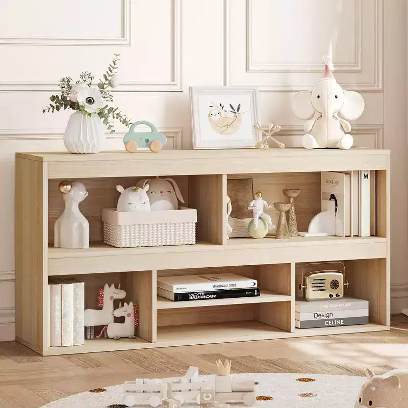 COZONY 47 Organizer per giocattoli con cassetto, libreria per bambini in legno e libreria a 5 cubi, contenitore per giocattoli per sala giochi, asilo nido, camera dei bambini, aula