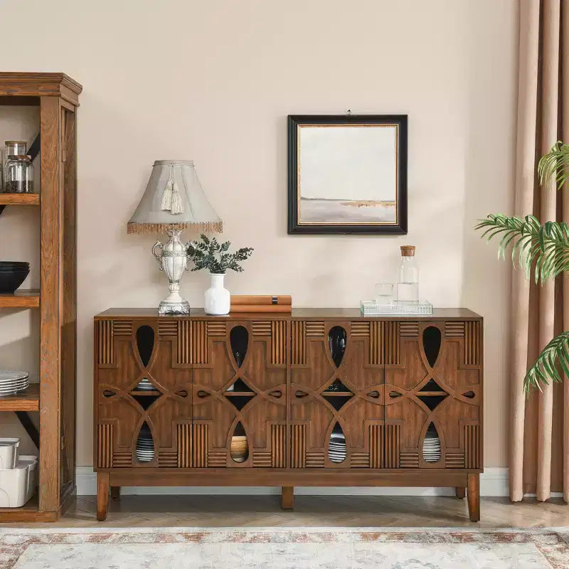60.5 Credenza moderna, Tavolo credenza buffet, Mobile contenitore console con 4 ante e ripiani regolabili, Mobile credenza buffet per la casa