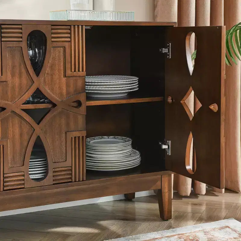 60.5 Credenza moderna, Tavolo credenza buffet, Mobile contenitore console con 4 ante e ripiani regolabili, Mobile credenza buffet per la casa