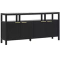Walker Edison Modern Solid Wood 58 TV Stand with Glass Top