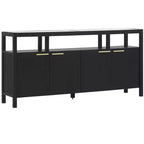 Walker Edison Modern Solid Wood 58 TV Stand with Glass Top