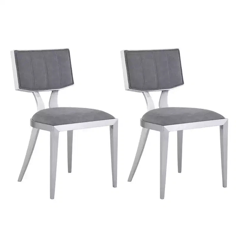 Chintaly Imports,Contemporary Floating-Back Side Chair Faux Leather Upholstery - Set of 2