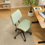 VINGLI Sedia da Ufficio Senza Braccioli con Sedile e Schienale Curvi Larghi, Sedia da Scrivania Ergonomica Regolabile in Altezza, Elegante Sedia da Lavoro in Noce, PU