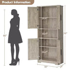 Coolmee Mobile Dispensa da Cucina Alto 178 cm, Armadio Contenitore Indipendente con 4 Ante e Ripiani Regolabili, Credenza Utilità
