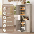 Coolmee Mobile Dispensa da Cucina Alto 178 cm, Armadio Contenitore Indipendente con 4 Ante e Ripiani Regolabili, Credenza Utilità